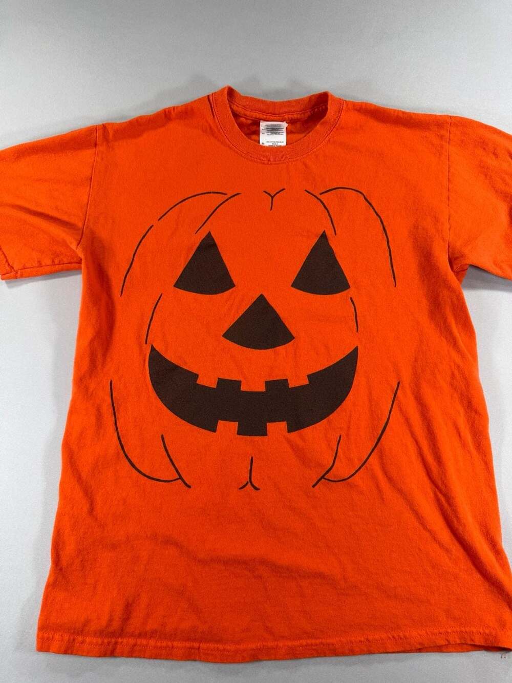 Gildan Heavy Cotton Orange Jack-O-Lantern Pumpkin Halloween T-Shirt Size Medium
